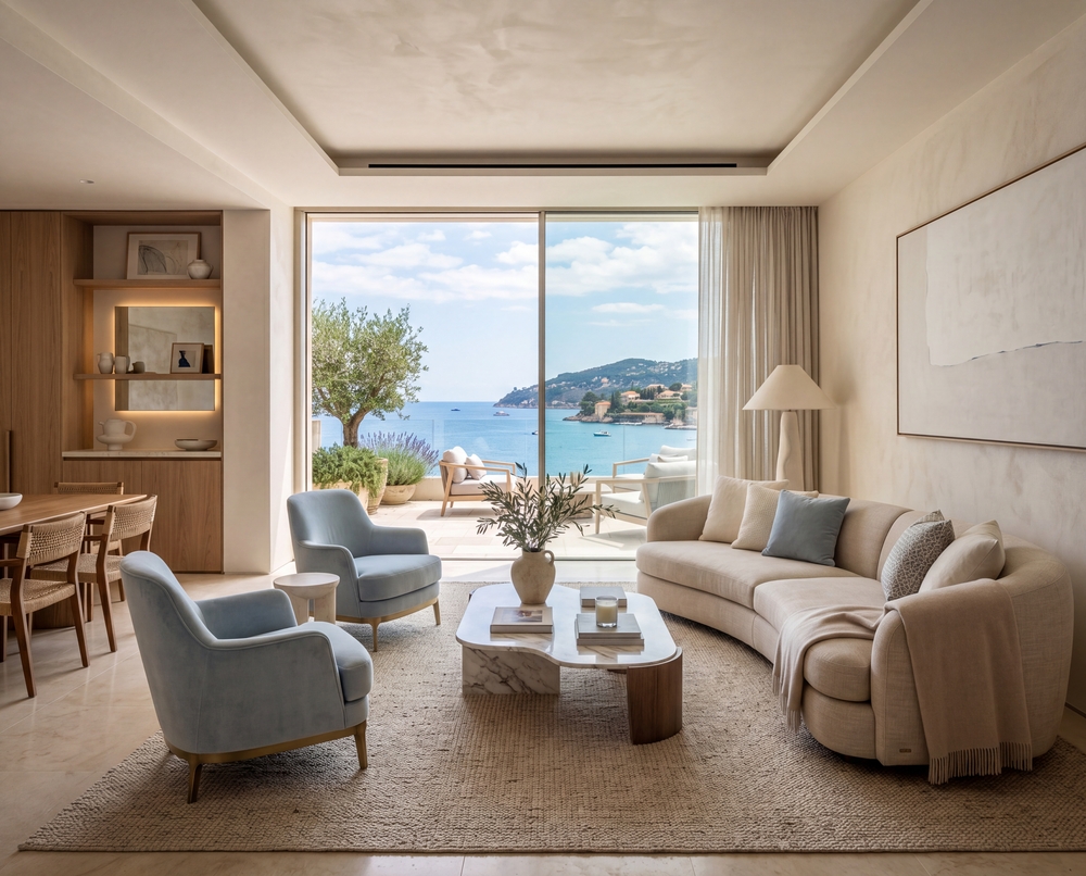 Contemporary interior design for luxury apartment on the French Riviera