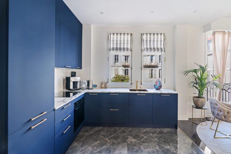 Luxury apartment renovation project on the French Riviera featuring contemporary interiors, bespoke design and premium finishes